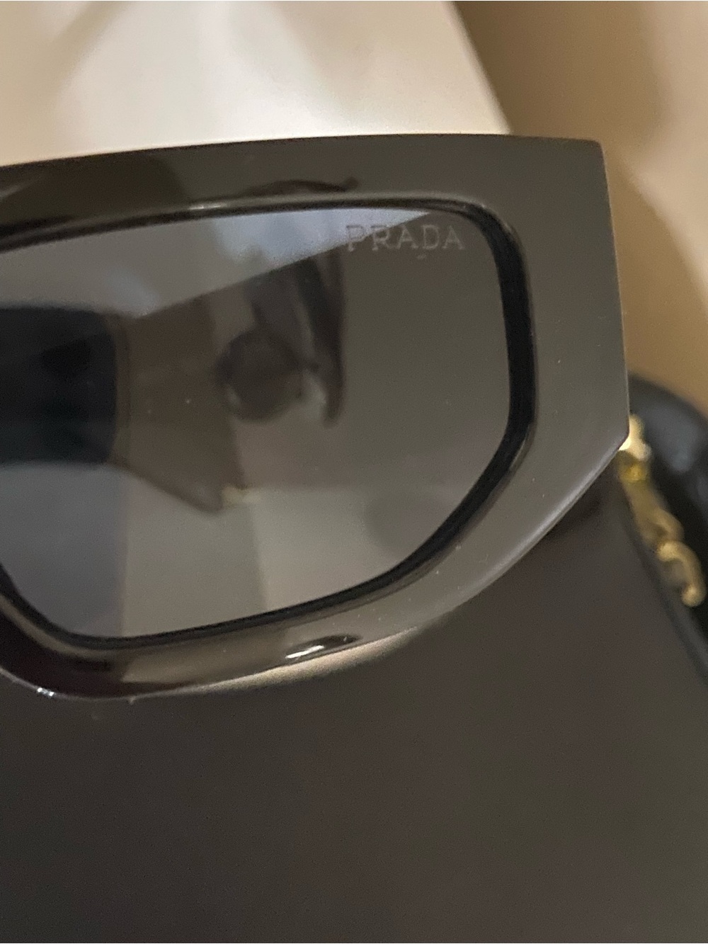 Prada Black Leather Bag, Chain Strap, Sunglasses & Pouch Set - Picture 7 of 13